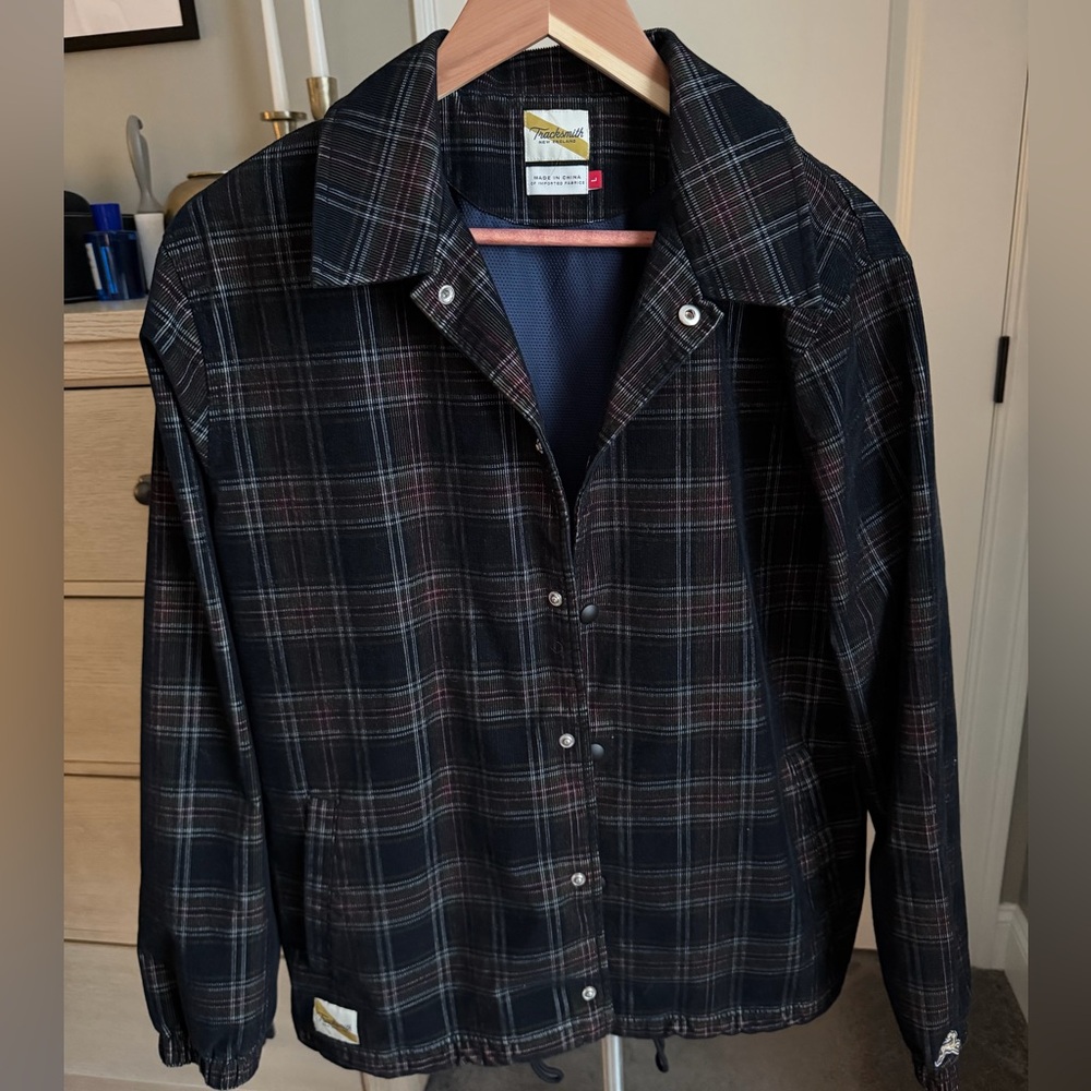 Tracksmith Black Plaid Lightweight Shirt Jacket